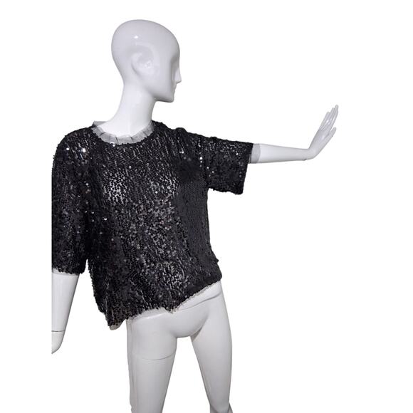 Flawless Women's size XL Sequin Tulle Holiday Party Special Event Date Night Top - Picture 7 of 12